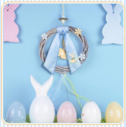 VitalCozy Easter Bunny Wreath Sash - Satin Embroidery Monogram Ribbon for Indoor/Outdoor Decor