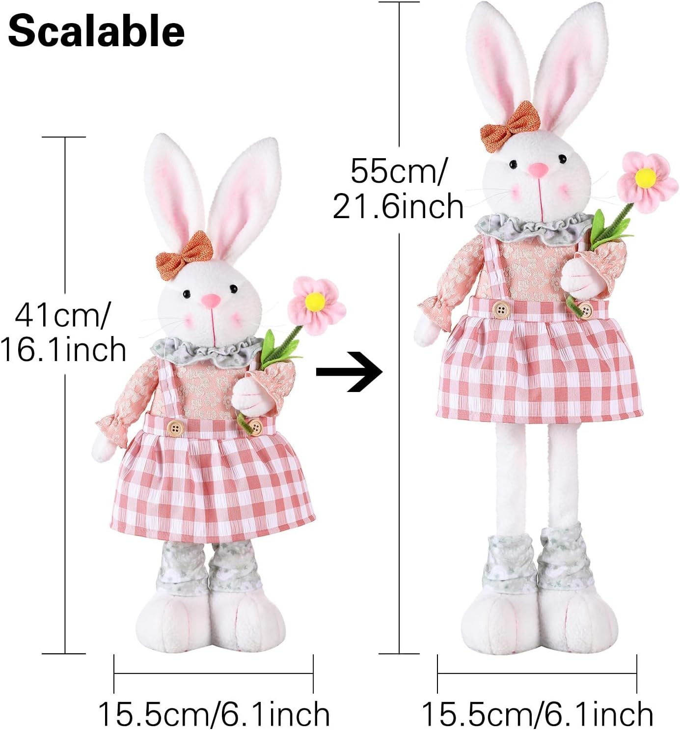 Stretch Legs Easter Bunny Decoration - Charming Pink Figurine for Spring Home & Office Decor