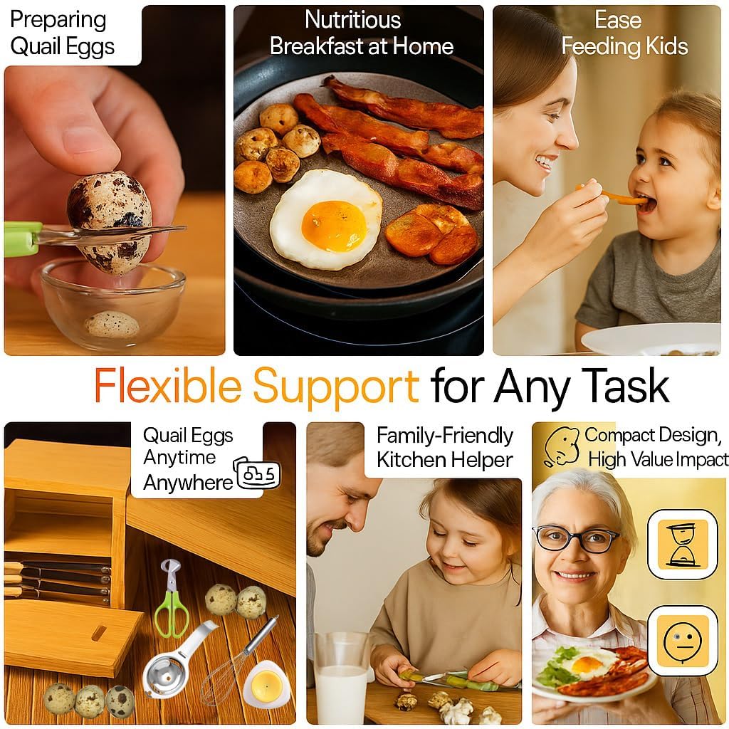 Skiennix Quail Egg Scissors Set - Stainless Steel Egg Yolk Separator & Cutter for Quick Breakfast Prep | 5PCS
