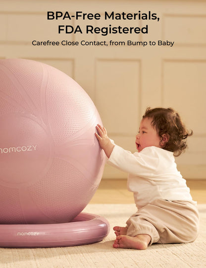 Momcozy BirthEase Maternity Ball Set, Birthing Ball with App Full-Journey Courses, BPA-Free PVC & Anti Burst Exercise Yoga Ball for Maternity, Labor, Physio, Recovery