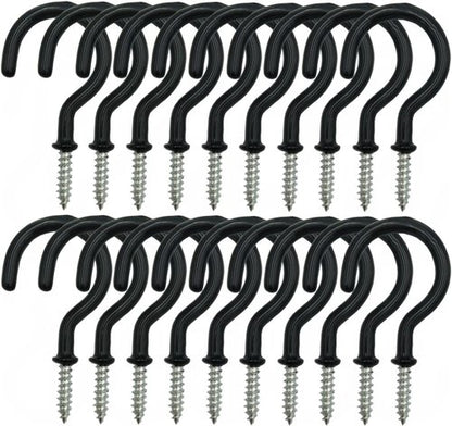 24 Pack Heavy Duty Ceiling Hooks by [Brand Name] | 2.2 Inch Black Vinyl Coated Plant Hangers for Indoor & Outdoor Use