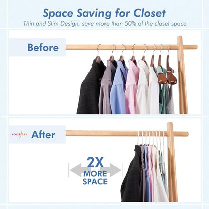 HOUSE DAY White Plastic Hangers - Durable 50 Pack with Built-in Hooks | Space-Saving Clothes Organizer