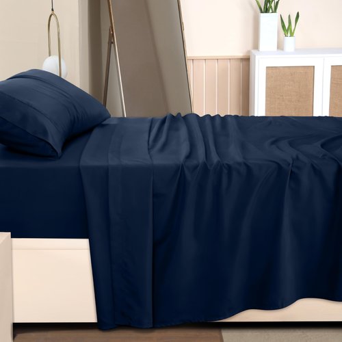 Utopia Bedding Twin Bed Sheets Set - Pack of 2 Sheet Sets - Perfect for Spa, Hotel, & Guest Bedroom - Brushed Microfiber - Shrinkage and Fade Resistant - Easy Care (Navy)