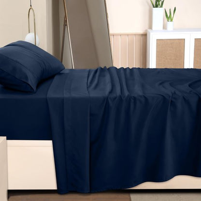 Utopia Bedding Twin Bed Sheets Set - Pack of 2 Sheet Sets - Perfect for Spa, Hotel, & Guest Bedroom - Brushed Microfiber - Shrinkage and Fade Resistant - Easy Care (Navy)