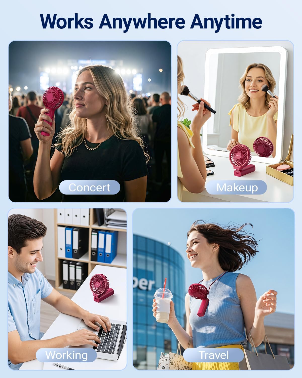 Sweetfull Handheld Portable Fan - 5000mAh Rechargeable Battery, 6 Speed Settings, LED Display | Mini Travel Fan