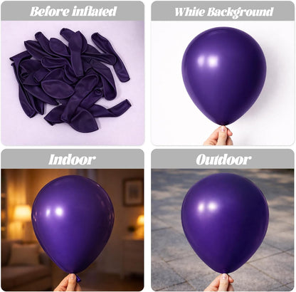 Voircoloria Dark Purple Balloons - 12-Inch Deep Purple Latex Party Balloons | 66-Pack for Events & Celebrations