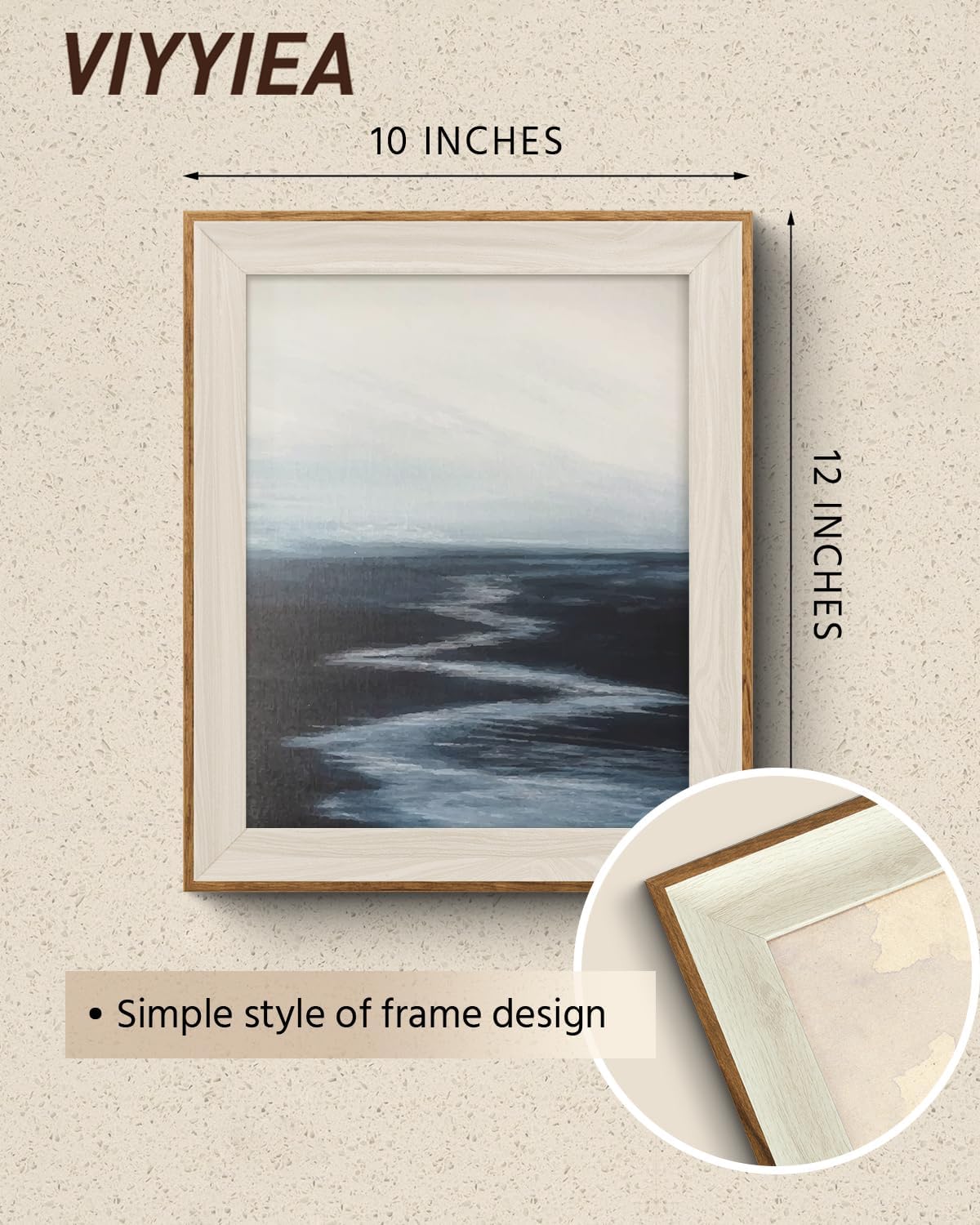 VIYYIEA Framed Wall Art - Abstract River Canvas Print for Living Room | 12" x 10" Landscape Decor