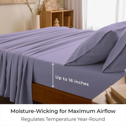 Mellanni Full Sheets Set - 4 PC Iconic Collection Bedding - Hotel Luxury, Extra Soft, Cooling Bed Sheets - Wrinkle, Fade, Stain Resistant (Full, Violet)