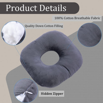 coceyese Ear Piercing Pillow for Side Sleepers with Ear Hole, Donut Pillow for CNH and Ear Pain Ear Inflammation Pressure Sores, Ear Guard Pillow (Light Grey)