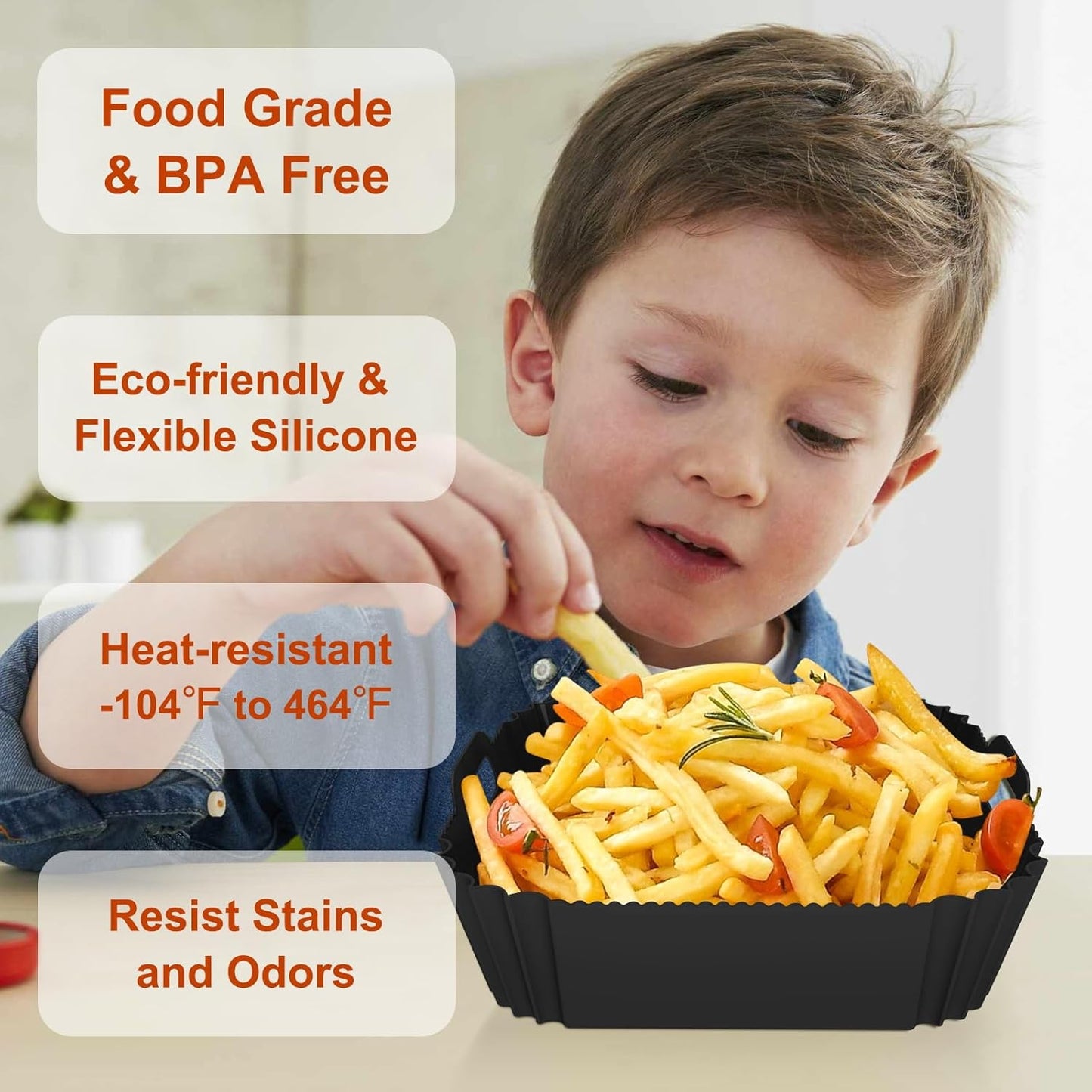 Skiennix Silicone Air Fryer Liners - Reusable 7.1 Inch for 4-7 QT Square Air Fryers | Baking Tray Accessories