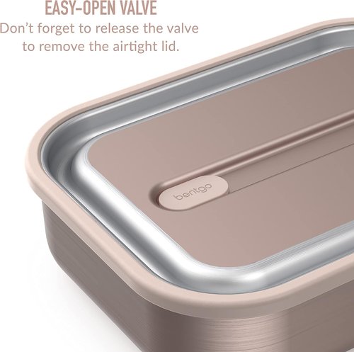 Bentgo MicroSteel Lunch Box - Leak-Proof, Microwave & Oven Safe, Bento-Style, Rose Gold