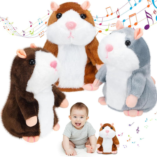 Skiennix Talking Hamster Plush Toy - Interactive Repeats What You Say | 3 Pcs Set for Kids' Gifts