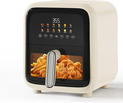 Fullwill Air Fryer - 7.5QT Multi-Function Cooker with Visible Window & Nonstick Basket | 1700W, Creamy White