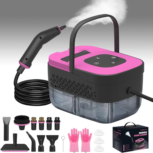 Skiennix Portable Steam Cleaner - 16-Piece Accessory Set | 6-Level Adjustable Heat-Up in 15 Seconds, Lightweight Design for Home & Car Detailing