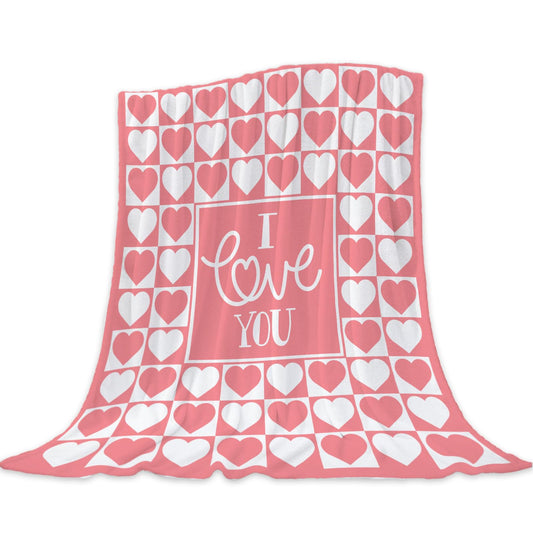 Neatee Living Valentines Day Large Throw Blanket Twin XL Pink Plaid Love Heart Blanket Girlfriend Wife Couple Blanket for Bed Couch Sofa Soft Lightweight Fuzzy Fleece Blanket and Throws 66x90