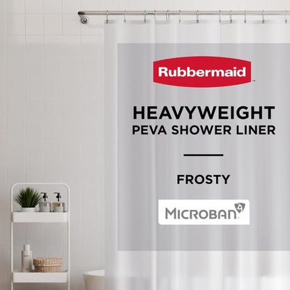 Rubbermaid Frosty Shower Curtain Liner, Waterproof Heavyweight PEVA Shower Liner for Bathroom, with Magnets and Rustproof Charcoal Gray Grommets, 70x72, Standard Size, Frosty
