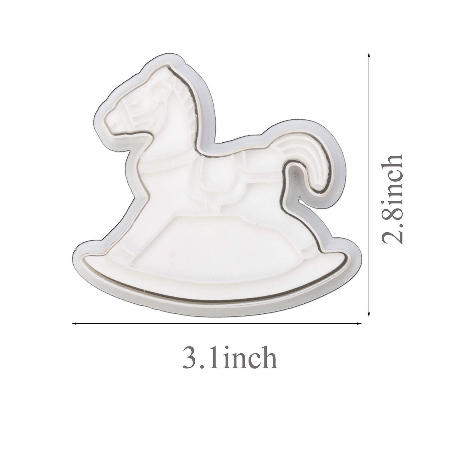 Mostop 3D Cookie Cutter with Rocking Horse Stampers Baby Shower Cake Mold Fondant Decorating Tools DIY Mold for Sugar Craft Baking Mould Kids' Birthday Party Kitchen Tools