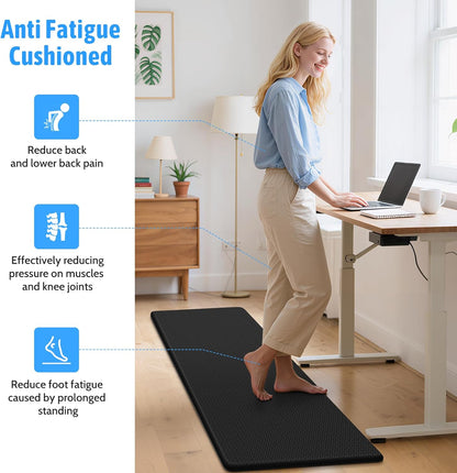 StepLively Kitchen Mats - Cushioned Anti-Fatigue Non-Slip Rugs Set | 2 PCS, 17.3"x30" & 17.3"x47", Black