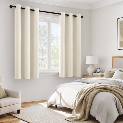 MIULEE Cream 100% Blackout Curtains for Bedroom 63 Inch Long, 2 Thick Layers Thermal Insulated Black Out Window Curtains with Black Liner, Noise Reducing Grommet Living Room Drapes 2 Panels Set Ivory