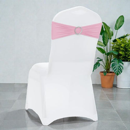 MDS Spandex Chair Sashes - Pack of 200 Universal Elastic Stretch Ties with Slider Bow - Pink