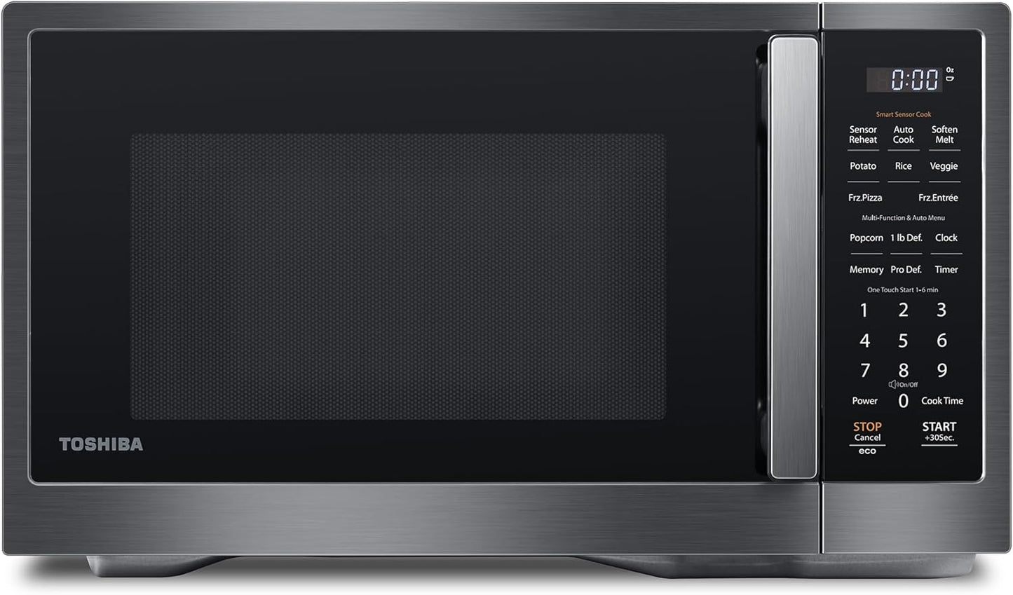TOSHIBA Countertop Microwave Oven - Smart Sensor, 13 Auto Menus, 1.2 Cu Ft, 1000W | Black Stainless Steel