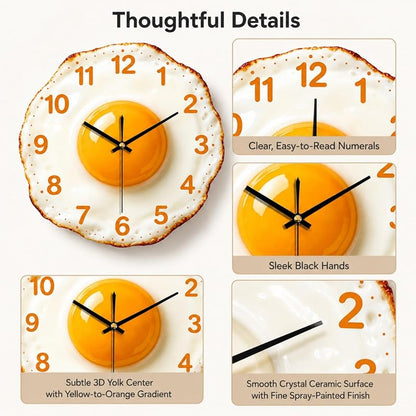 11.8 in Egg Shaped Wall Clock with Solid Wood Dial - Funny Kitchen Clock Variation of THIS listing: 11.81 in