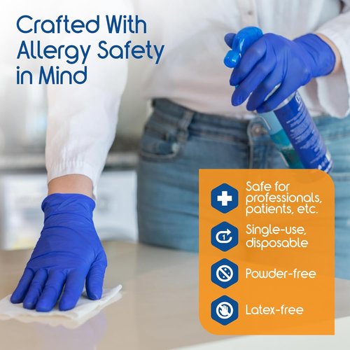 Inspire Cobalt Blue Nitrile Disposable Gloves - 4.5 Mil Medical Exam & Cleaning Gloves