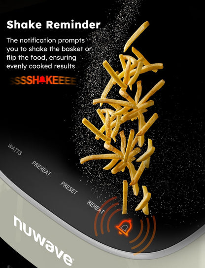 Nuwave Brio Plus 8 Qt Air Fryer - PFAS Free, Digital Touch Screen, 100 Presets, Cool White Display