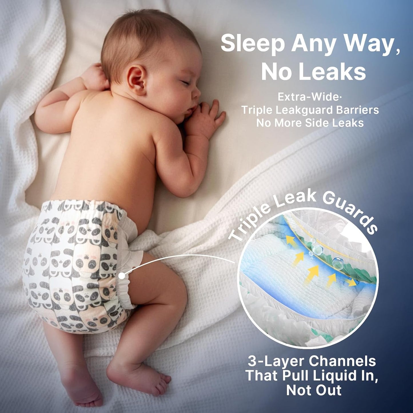BubblePanda Overnight Diapers - Nighttime Protection with Dual Absorbent Core | Size 4, 72 Count