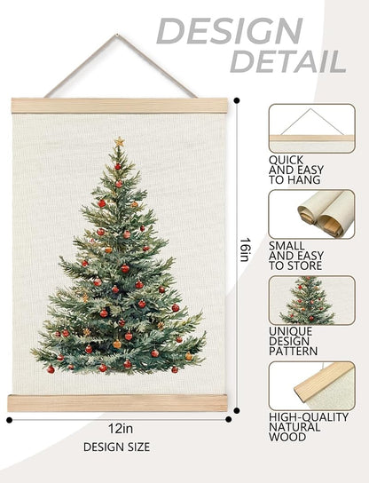Foritho Color 03 Christmas Tree Wall Art Poster 12x16 Inch Framed Rustic Canvas