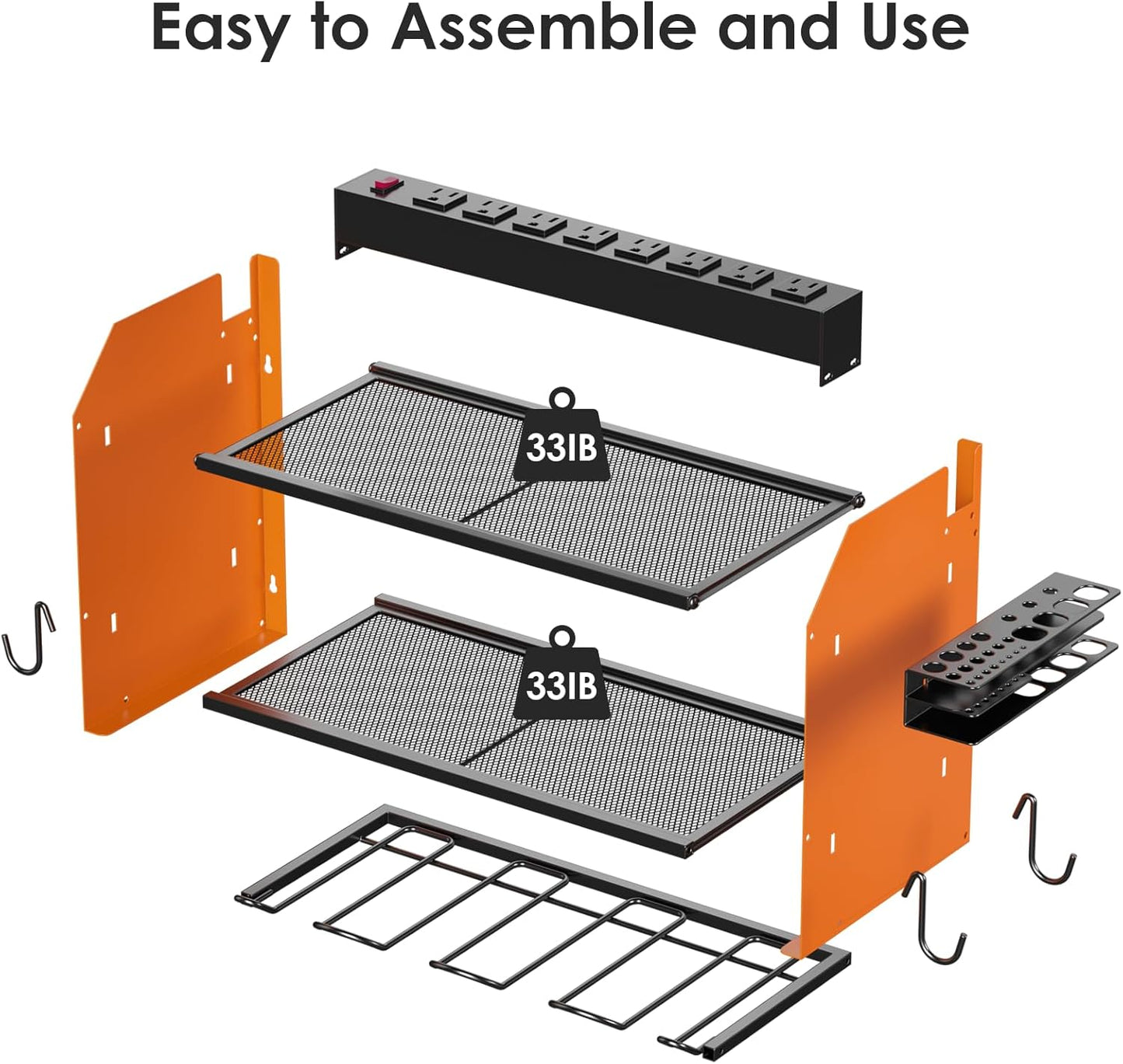 CCCEI Modular Power Tool Organizer - Wall Mount Charging Station & Heavy-Duty Drill Storage Shelf | Orange, 1 Pack