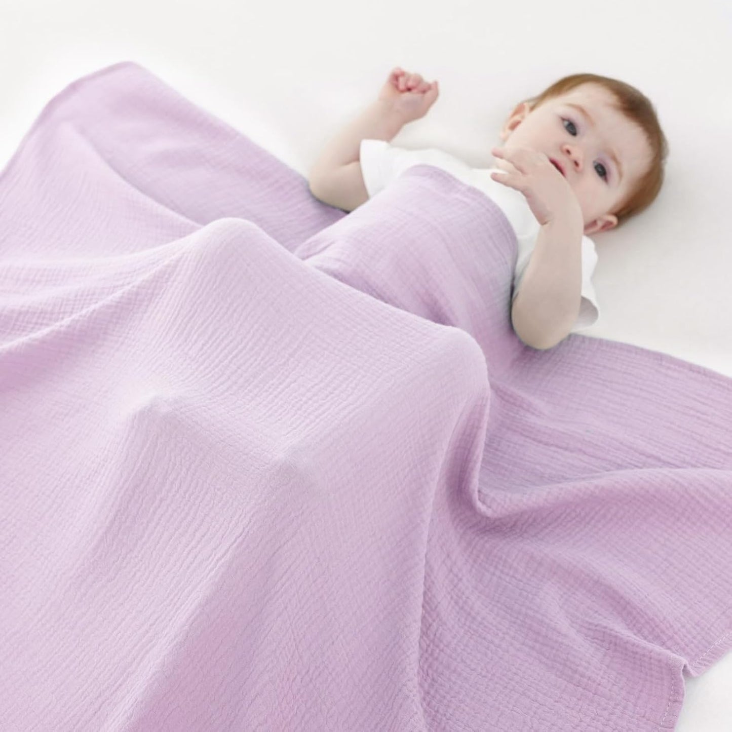 Skiennix Muslin Swaddle Blankets - Soft & Breathable 100% Cotton, 2 Pack, 40 x 40 Inches | Pink & Purple Baby Essentials