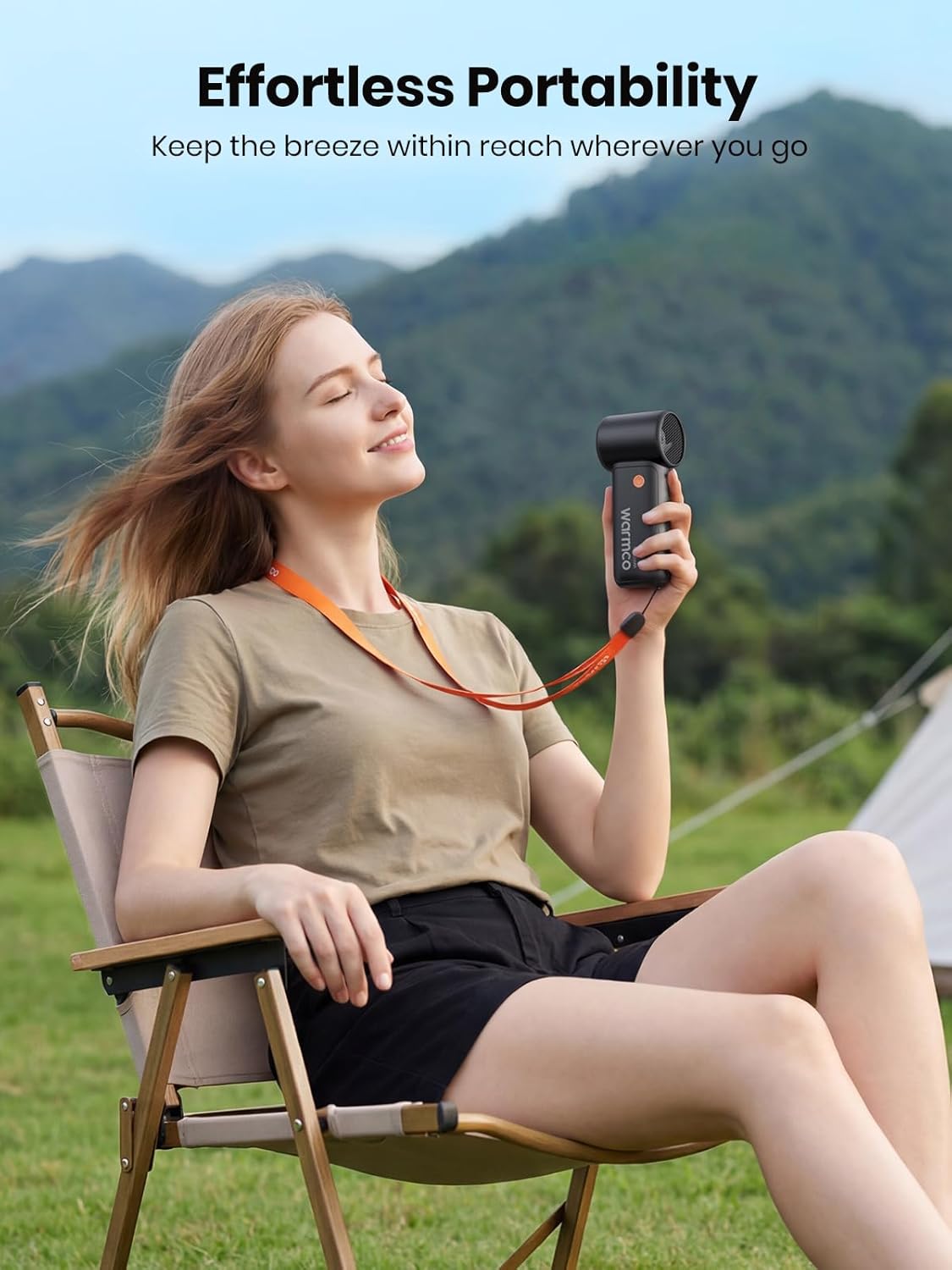 Warmco 10000mAh Turbo Portable Handheld Fan - 36H Runtime, USB Rechargeable Mini Fan with 5 Speeds & LED Display