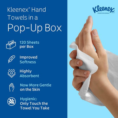 KLEENEX Pop-Up Box Hand Towels, Paper, 9 x 10-1/2, 120/pack