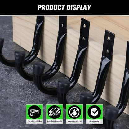 SWANLAKE Garden Tools | 12-Piece Heavy Duty Garage Storage Hooks Set - Utility Bike Wall Hooks