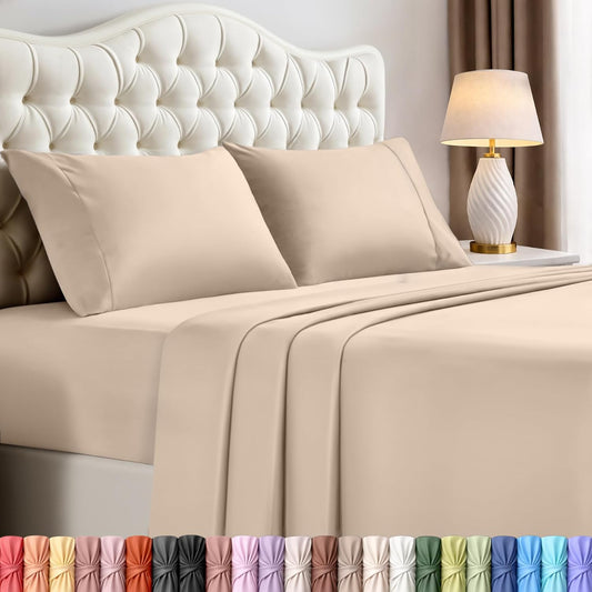 Utopia Bedding Full Sheet Set - Soft & Breathable 4-Piece Microfiber Bedding for Full Size Bed | Beige