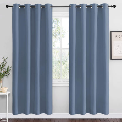 NICETOWN Room Darkening Curtain Panels - Thermal Insulated Blackout Draperies | Stone Blue, 78" Length, 55" Width (2 Pieces)
