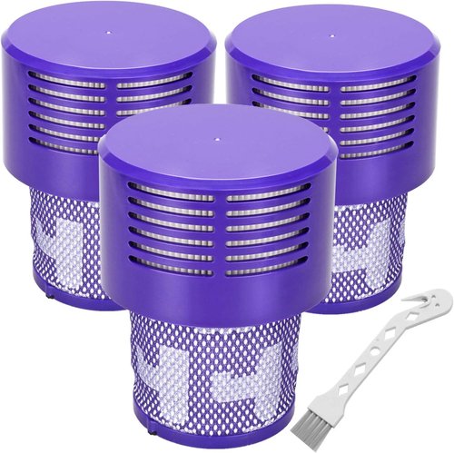 Dyson V10 Replacement Filters - 3 Pack with Clean Brush for V10 Cyclone Series | Compatible with Absolute, Animal, Total Clean