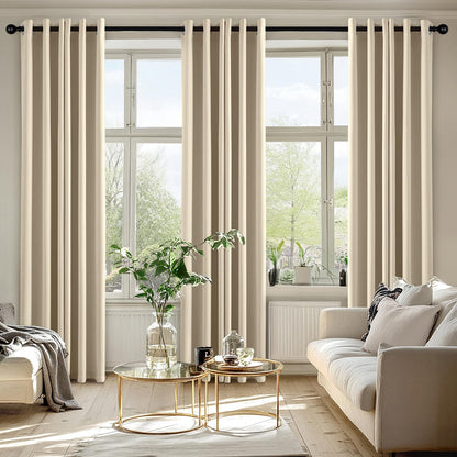MIULEE Cream Beige Blackout Curtains for Bedroom Living Room 84 Inches Long 2 Panels, Thermal Insulated Room Darkening Drapes Solid Grommet Noise Reduction Light Blocking Window Treatments 50x84 Inch