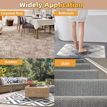 Rug Carpet Non Slip Grippers, Strong Adhesive Grippers for Area Rugs,Double Sided Carpet Tape PadsKeep Corners Flat, No Damaging for Hardwood Floors and Tiles,Removable,Reusable and Washable(10pcs)