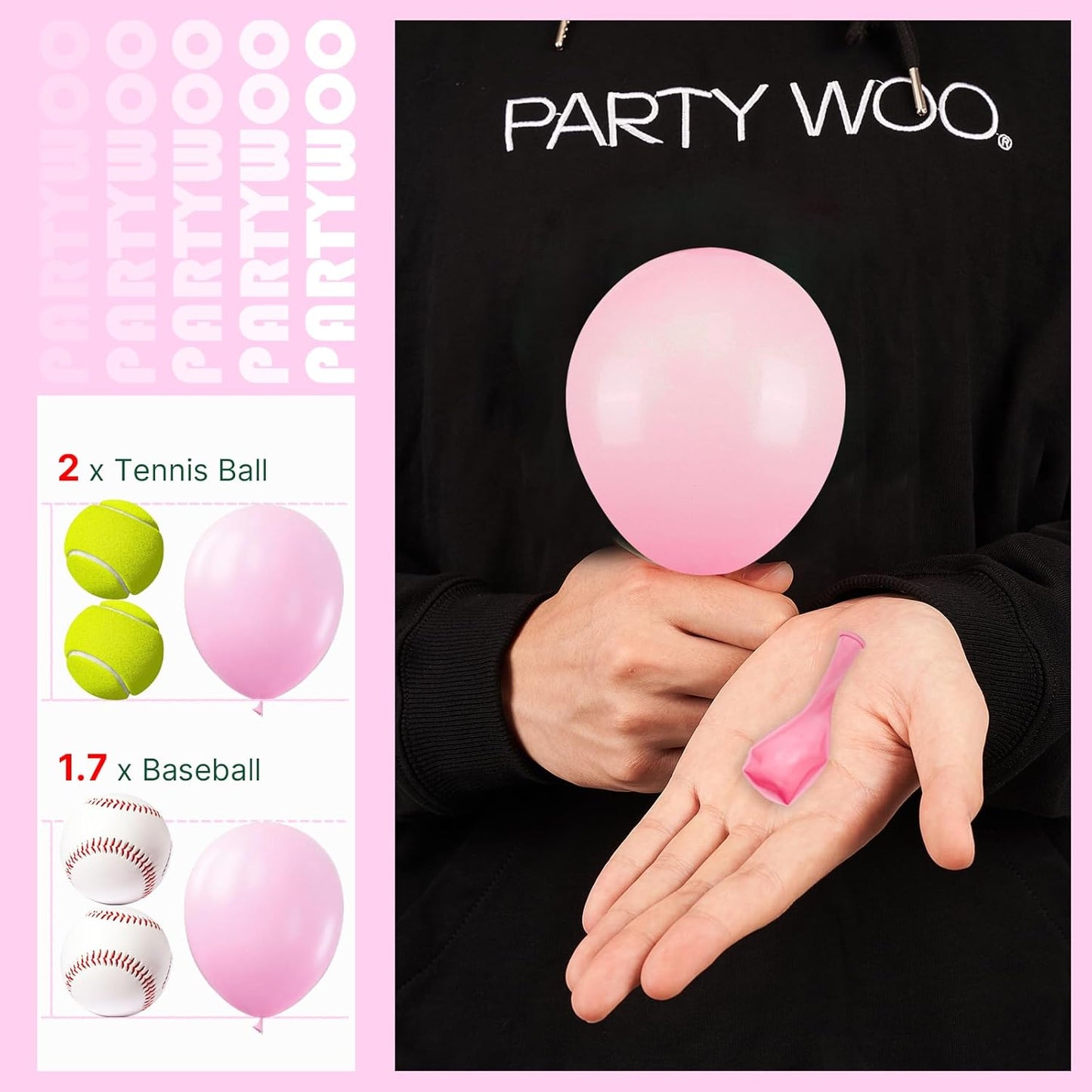 PartyWoo Baby Pink Balloons - 50pcs 5 Inch Pastel Latex Helium Balloons for Baby Showers & Parties