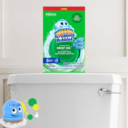Scrubbing Bubbles Toilet Bowl Cleaner Tablets - Automatic Blue Drop-Ins for Hard Water & Stain Protection | 5 Count
