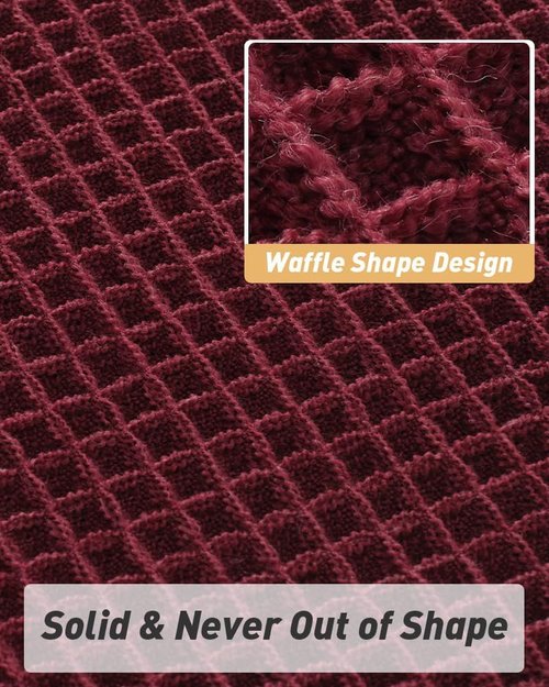 AMOAMI Upgraded Waffle Bath Mat, Super Absorbent Non Slip Bath Mats for Bathroom Floor, Washable Bathroom Rugs with Tassels, Rubber Backed Bathroom Mats, Ultra Soft, 18" x 30", Burgundy