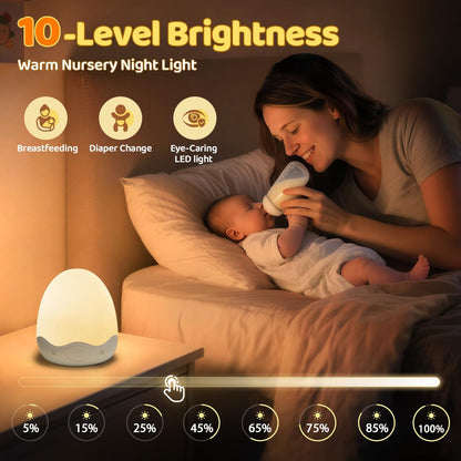 Skiennix Baby Night Light - 10 Brightness Levels & 10 Colors | Touch & Remote Control, 3600mAh Rechargeable, Ideal for Nursery & Breastfeeding