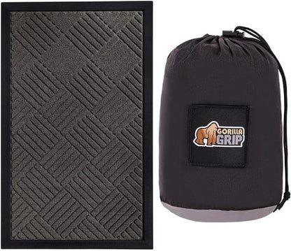 GORILLA GRIP Doormat & Camping Hammock - Easy Clean WeatherMax Doormat 17x29 Inch | Portable 9x4.5 FT Hammock Holds 400lbs in Black Grey