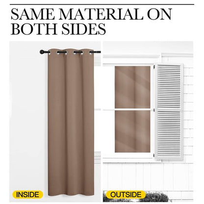 NICETOWN Cappuccino Small Window Kitchen Blackout Curtains, Thermal Insulated Solid Grommet Blackout Short Drapes for Bedroom (Set of 2, 42 by 48 Inch)