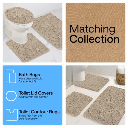GORILLA GRIP Bath Rug Mat 30x20, Thick Soft Absorbent Chenille, Quick Dry Microfiber Mats, Rubber Backing Washable Shower Floor Rugs, US Designed Bathroom Bathmat Home Decor Accessories, Gray Beige