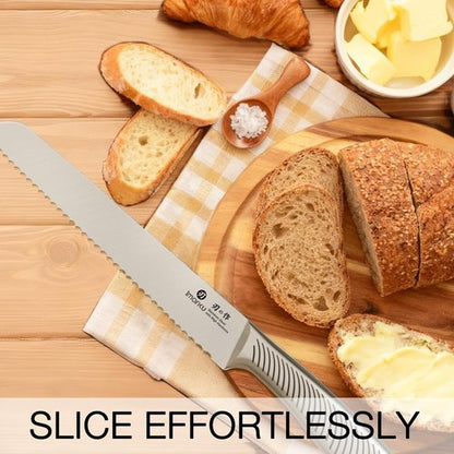 Imarku 10-Inch Bread Knife - Japanese High Carbon Stainless Steel Serrated Edge for Perfect Slicing