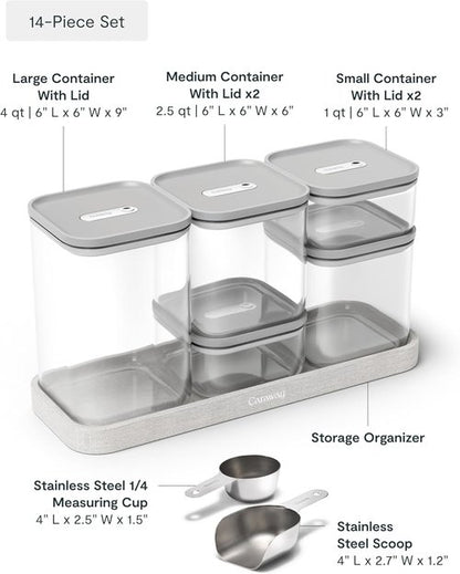 Caraway 13-Piece Glass Food Storage Containers - Non-Toxic, BPA-Free, Stackable & Airtight - Gray