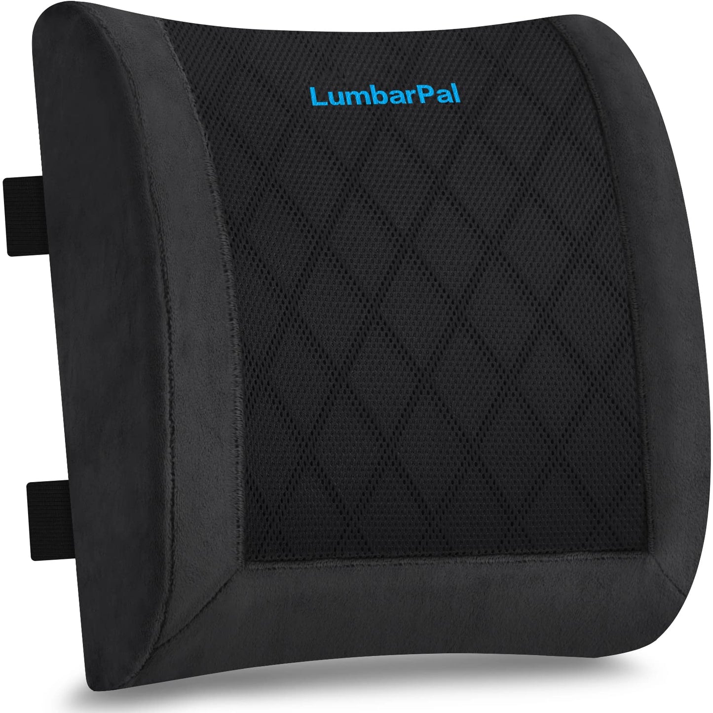 LumbarPal Lumbar Support Pillow for Office Chair Back Support Lumbar Pillow for Car, Gaming, Office Chair - Improve Sitting Posture & Back Pain Relief, Memory Foam, Adjustable Straps, Fluffy Black